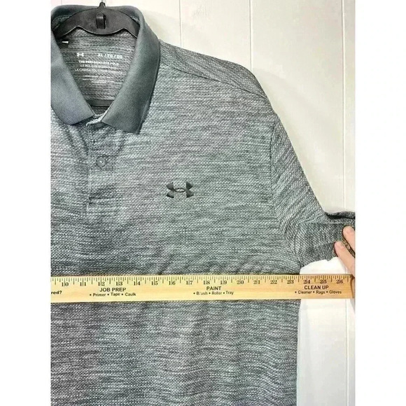 Under Armour Polo Shirt Mens XL Heather Gray The Performance Loose Fit Stretch - Picture 7 of 7